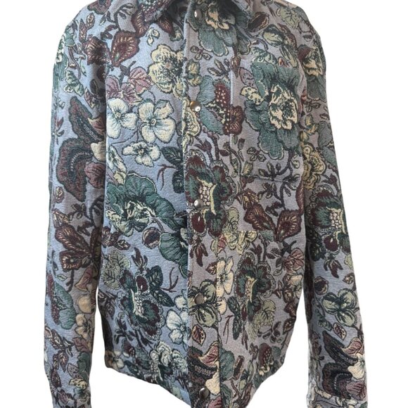 NWT ZARA Medium Blue Floral Tapestry Shacket - Picture 2 of 14